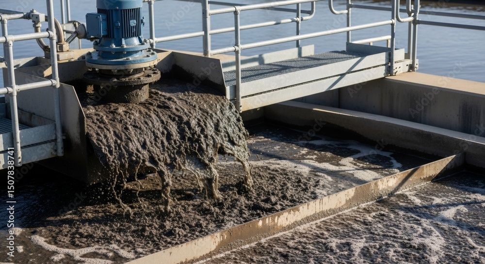 Sewage sludge processing equipment in operation